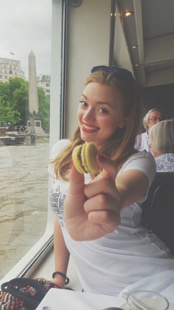 Dasha with a macaroon